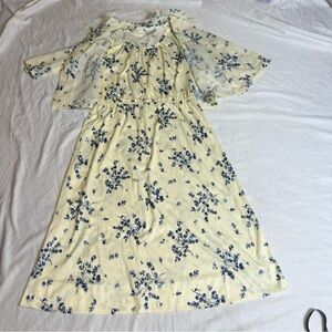 Happenings 1960s Vintage ivory floral dress cottagecore, size S/M